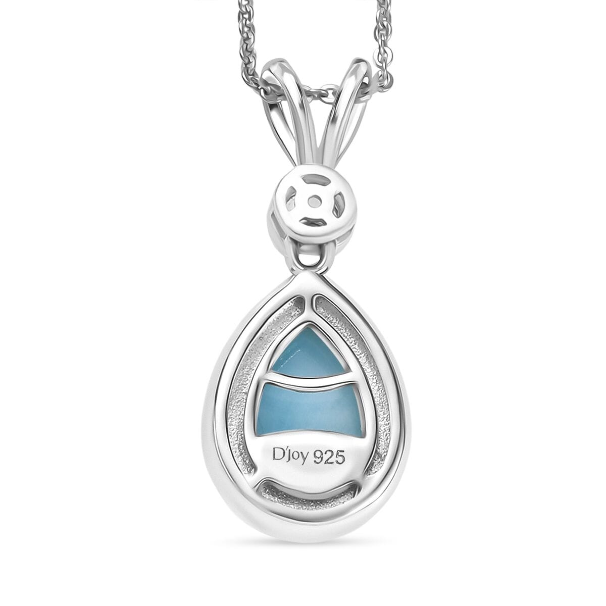 Premium Larimar and Sky Blue Topaz 2.50 ctw Ocean Tear Pendant Necklace in Rhodium Over Sterling Silver 20 Inches image number 4