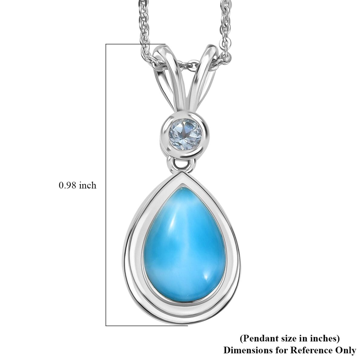 Premium Larimar and Sky Blue Topaz 2.50 ctw Ocean Tear Pendant Necklace in Rhodium Over Sterling Silver 20 Inches image number 6