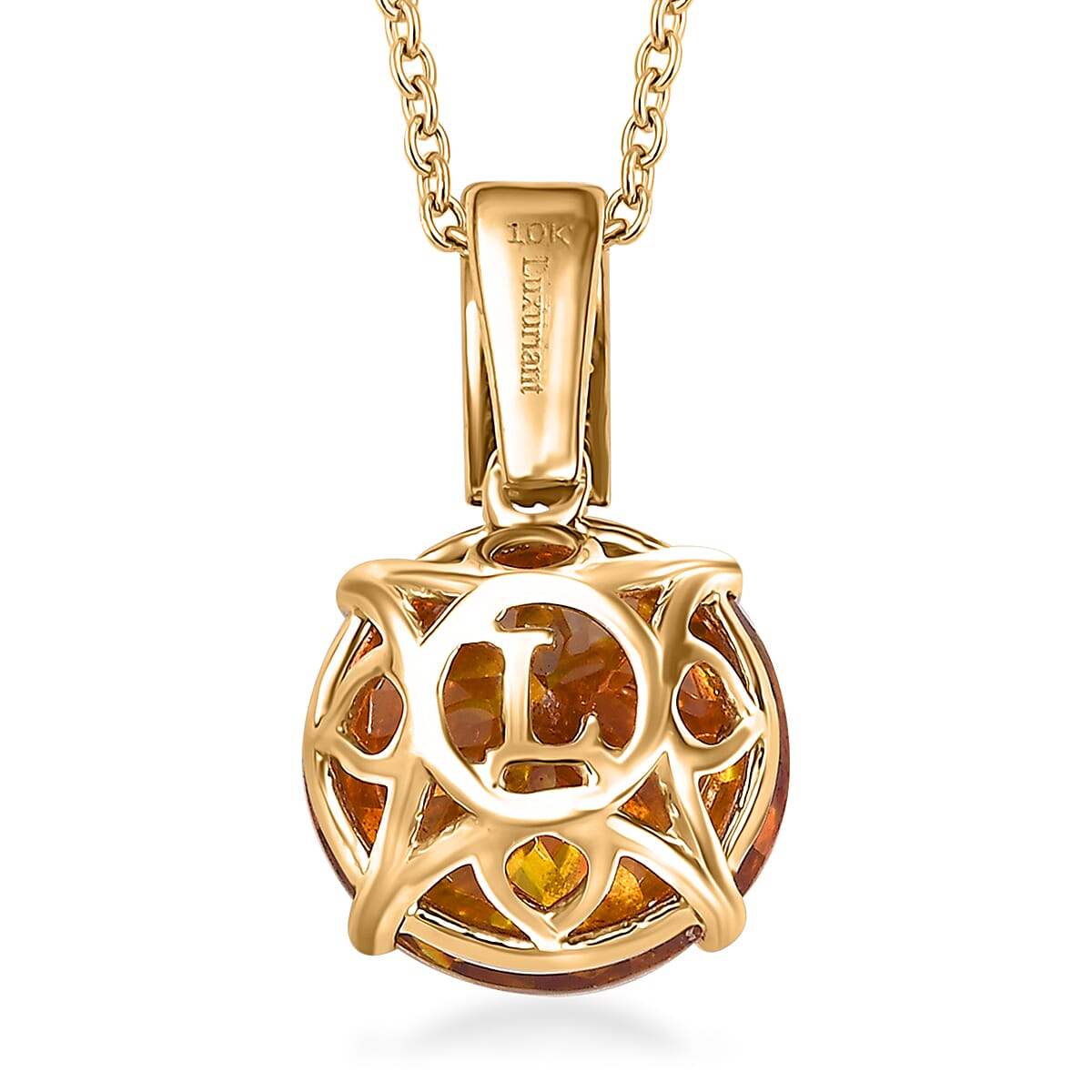 AAA Picos Altos Sphalerite and G-H SI Luxuriant Lab Grown Diamond 7.08 ctw Pendant Necklace in 10K Yellow Gold 20 Inches image number 4