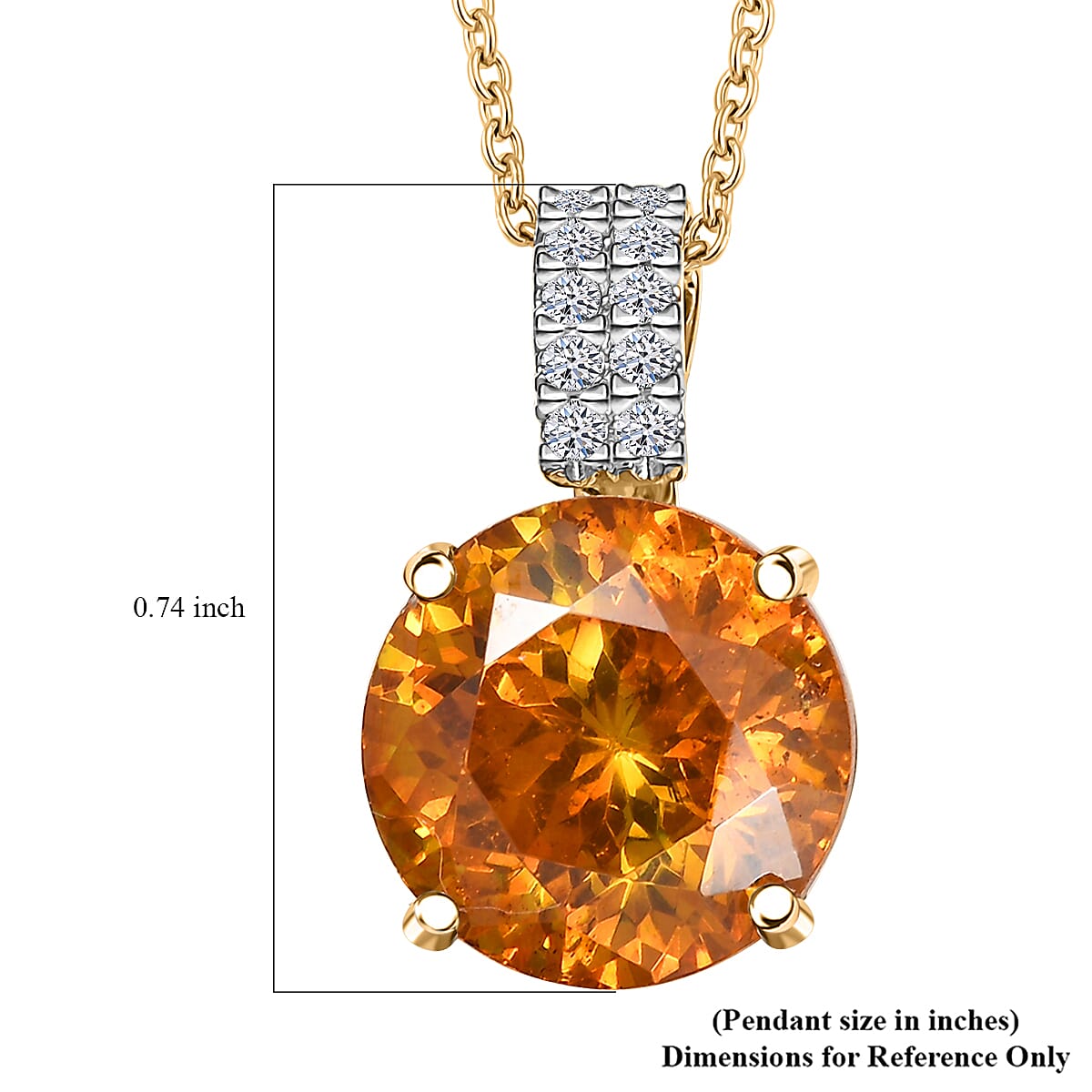 AAA Picos Altos Sphalerite and G-H SI Luxuriant Lab Grown Diamond 7.08 ctw Pendant Necklace in 10K Yellow Gold 20 Inches image number 5