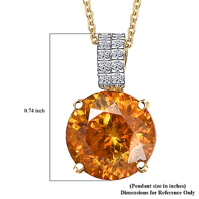 AAA Picos Altos Sphalerite and G-H SI Luxuriant Lab Grown Diamond 7.08 ctw Pendant Necklace in 10K Yellow Gold 20 Inches