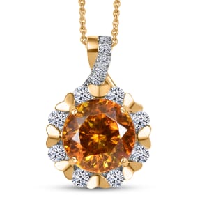 AAA Picos Altos Sphalerite and G-H SI Luxuriant Lab Grown Diamond 7.50 ctw Pendant Necklace in 10K Yellow Gold 20 Inches