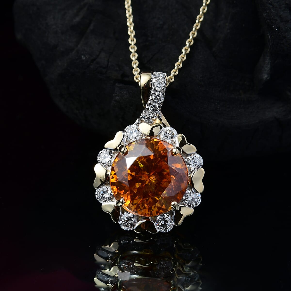 AAA Picos Altos Sphalerite and G-H SI Luxuriant Lab Grown Diamond 7.50 ctw Pendant Necklace in 10K Yellow Gold 20 Inches image number 1