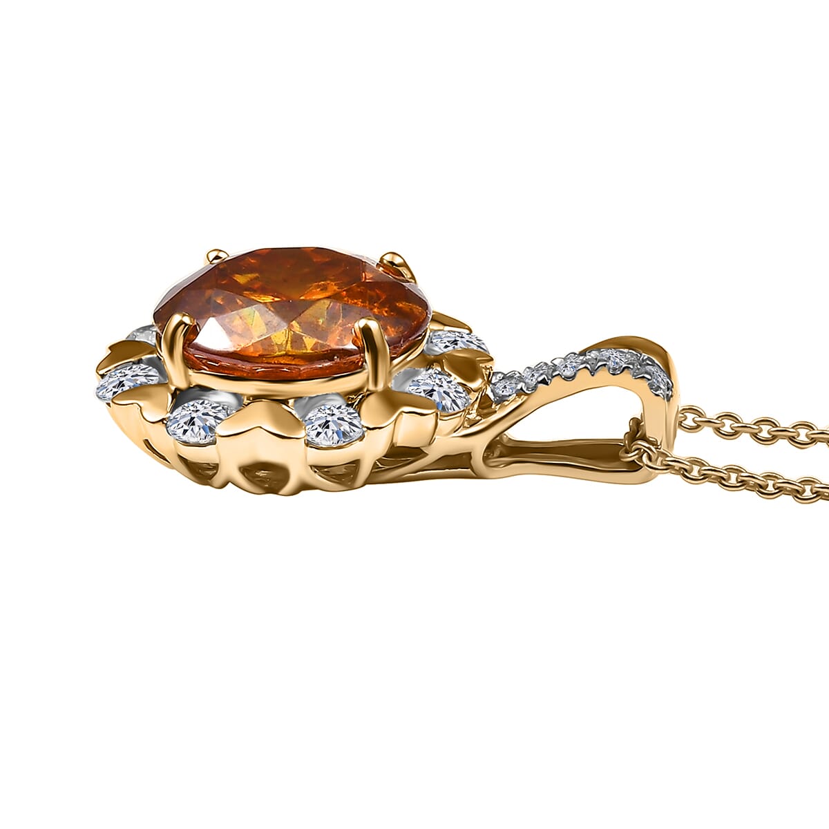 AAA Picos Altos Sphalerite and G-H SI Luxuriant Lab Grown Diamond 7.50 ctw Pendant Necklace in 10K Yellow Gold 20 Inches image number 3