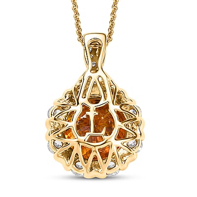 AAA Picos Altos Sphalerite and G-H SI Luxuriant Lab Grown Diamond 7.50 ctw Pendant Necklace in 10K Yellow Gold 20 Inches