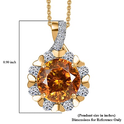 AAA Picos Altos Sphalerite and G-H SI Luxuriant Lab Grown Diamond 7.50 ctw Pendant Necklace in 10K Yellow Gold 20 Inches