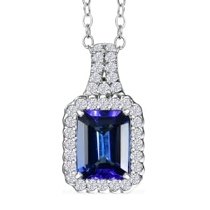 Certified & Appraised Rhapsody AAAA Tanzanite and E-F VS Diamond 2.93 ctw Pendant Necklace in 950 Platinum 20 Inches