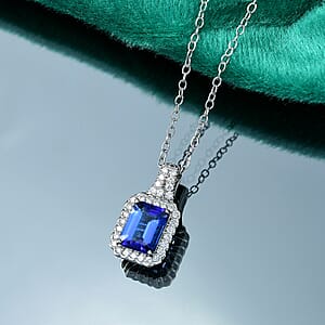 Certified & Appraised Rhapsody AAAA Tanzanite and E-F VS Diamond 2.93 ctw Pendant Necklace in 950 Platinum 20 Inches