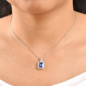 Certified & Appraised Rhapsody AAAA Tanzanite and E-F VS Diamond 2.93 ctw Pendant Necklace in 950 Platinum 20 Inches