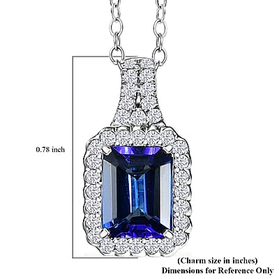 Certified & Appraised Rhapsody AAAA Tanzanite and E-F VS Diamond 2.93 ctw Pendant Necklace in 950 Platinum 20 Inches