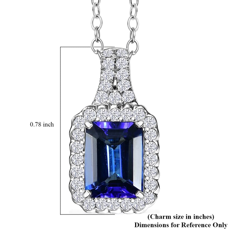 Certified & Appraised Rhapsody AAAA Tanzanite and E-F VS Diamond 2.93 ctw Pendant Necklace in 950 Platinum 20 Inches