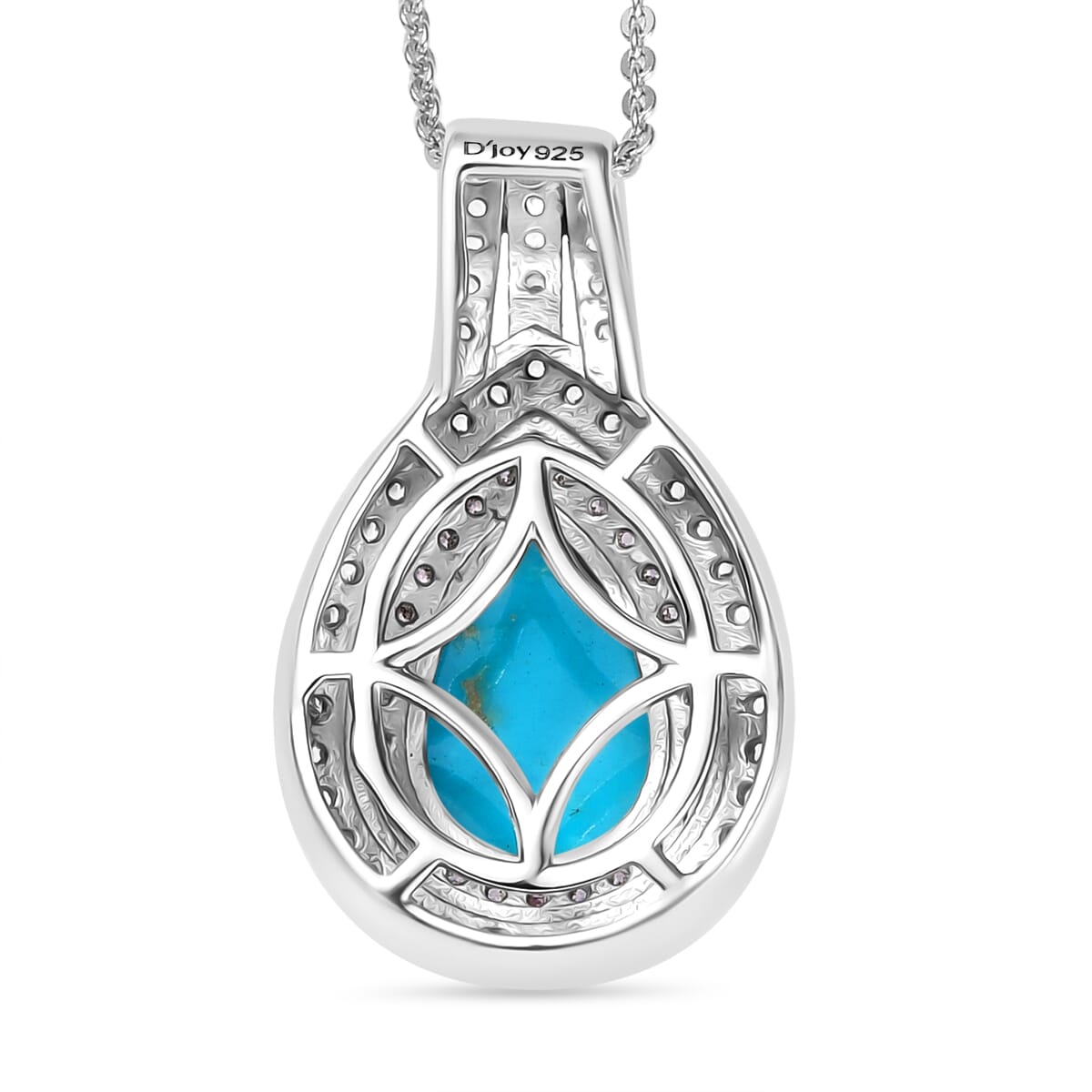 Sleeping Beauty Turquoise and Multi Gemstone 4.00 ctw Cosmic Bloom Pendant Necklace 20 Inches in Rhodium Over Sterling Silver image number 4