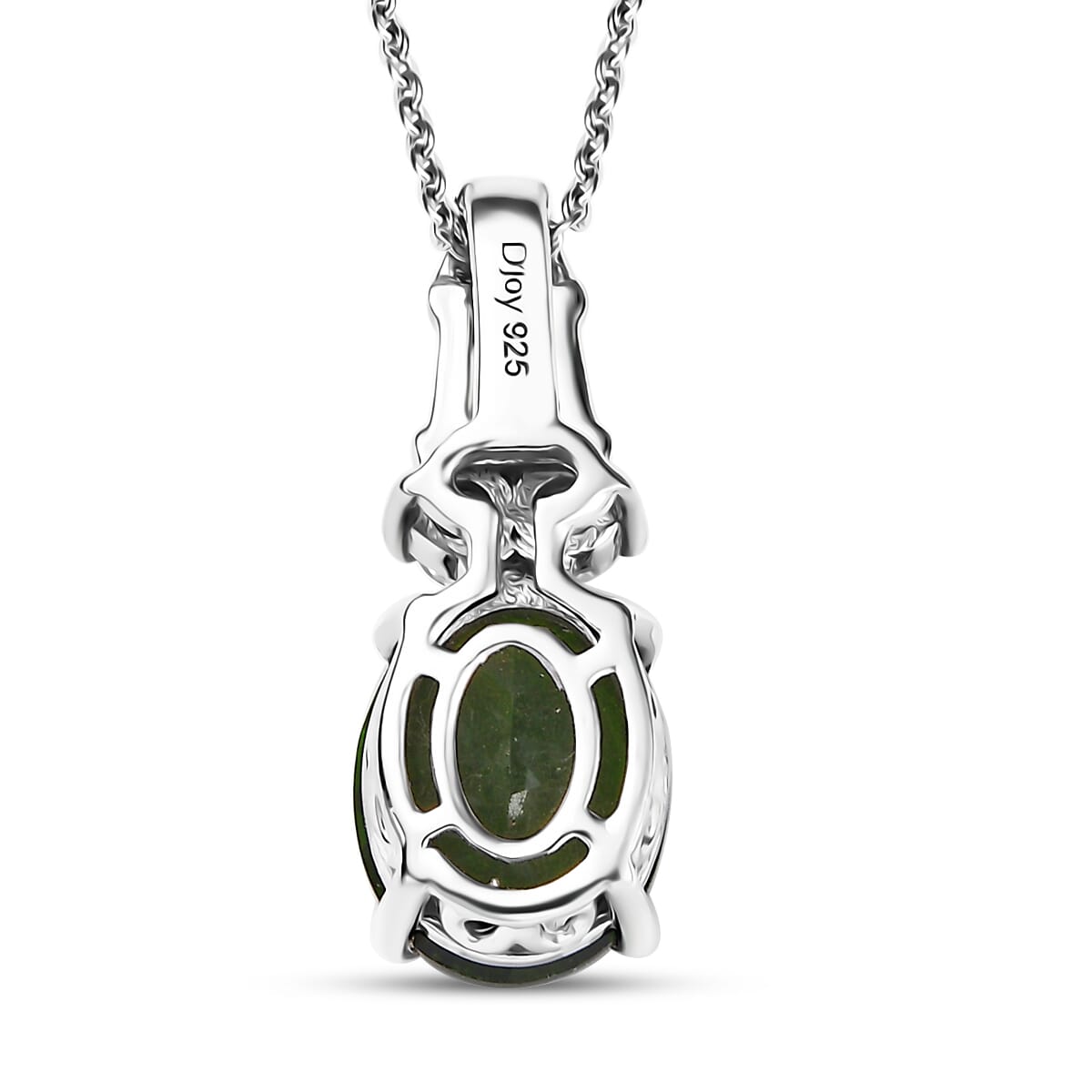 Chrome Diopside and Moissanite 2.80 ctw Deco Pendant Necklace in Rhodium Over Sterling Silver 20 Inches image number 4