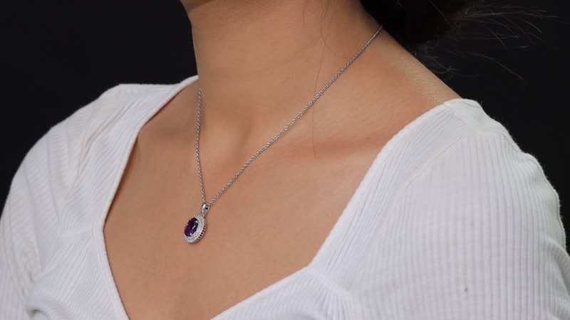 Karis African Amethyst and White Zircon 3.70 ctw Floral Pendant in Platinum Bond with Stainless Steel with Necklace 20 Inches