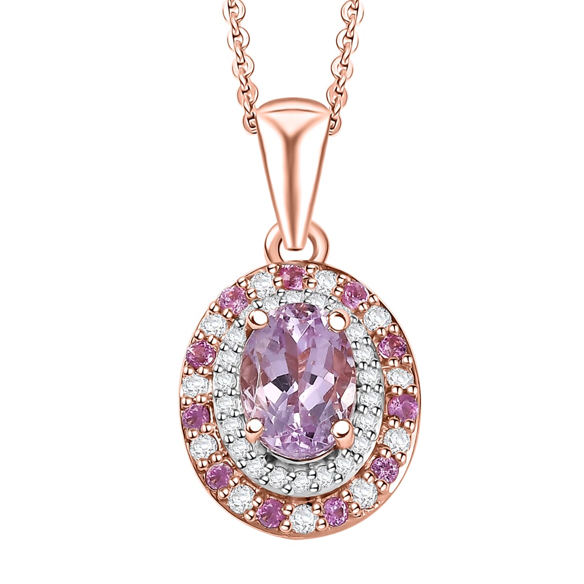 Premium Martha Rocha Kunzite 1.40 ctw Pendant Necklace in 18K Vermeil Rose Gold Over Sterling Silver 20 Inches image number 0