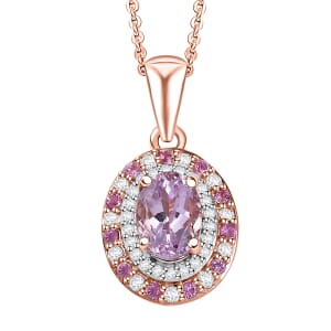 D'Joy Premium Martha Rocha Kunzite and Multi Gemstone 1.40 ctw Twilight Rosebud Pendant Necklace in 18K Vermeil Rose Gold Over Sterling Silver 20 Inches