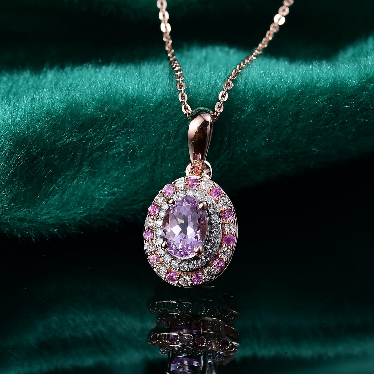 Premium Martha Rocha Kunzite 1.40 ctw Pendant Necklace in 18K Vermeil Rose Gold Over Sterling Silver 20 Inches image number 1