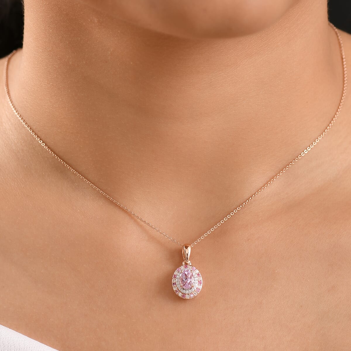 Premium Martha Rocha Kunzite 1.40 ctw Pendant Necklace in 18K Vermeil Rose Gold Over Sterling Silver 20 Inches image number 2