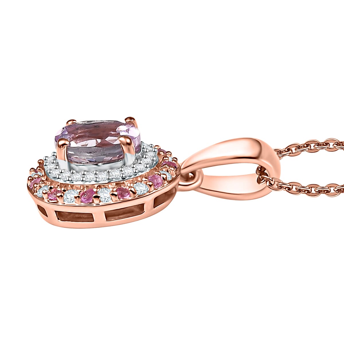 Premium Martha Rocha Kunzite 1.40 ctw Pendant Necklace in 18K Vermeil Rose Gold Over Sterling Silver 20 Inches image number 3