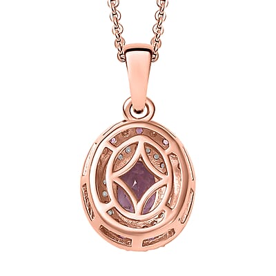 D'Joy Premium Martha Rocha Kunzite and Multi Gemstone 1.40 ctw Twilight Rosebud Pendant Necklace in 18K Vermeil Rose Gold Over Sterling Silver 20 Inches