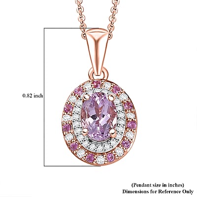 D'Joy Premium Martha Rocha Kunzite and Multi Gemstone 1.40 ctw Twilight Rosebud Pendant Necklace in 18K Vermeil Rose Gold Over Sterling Silver 20 Inches