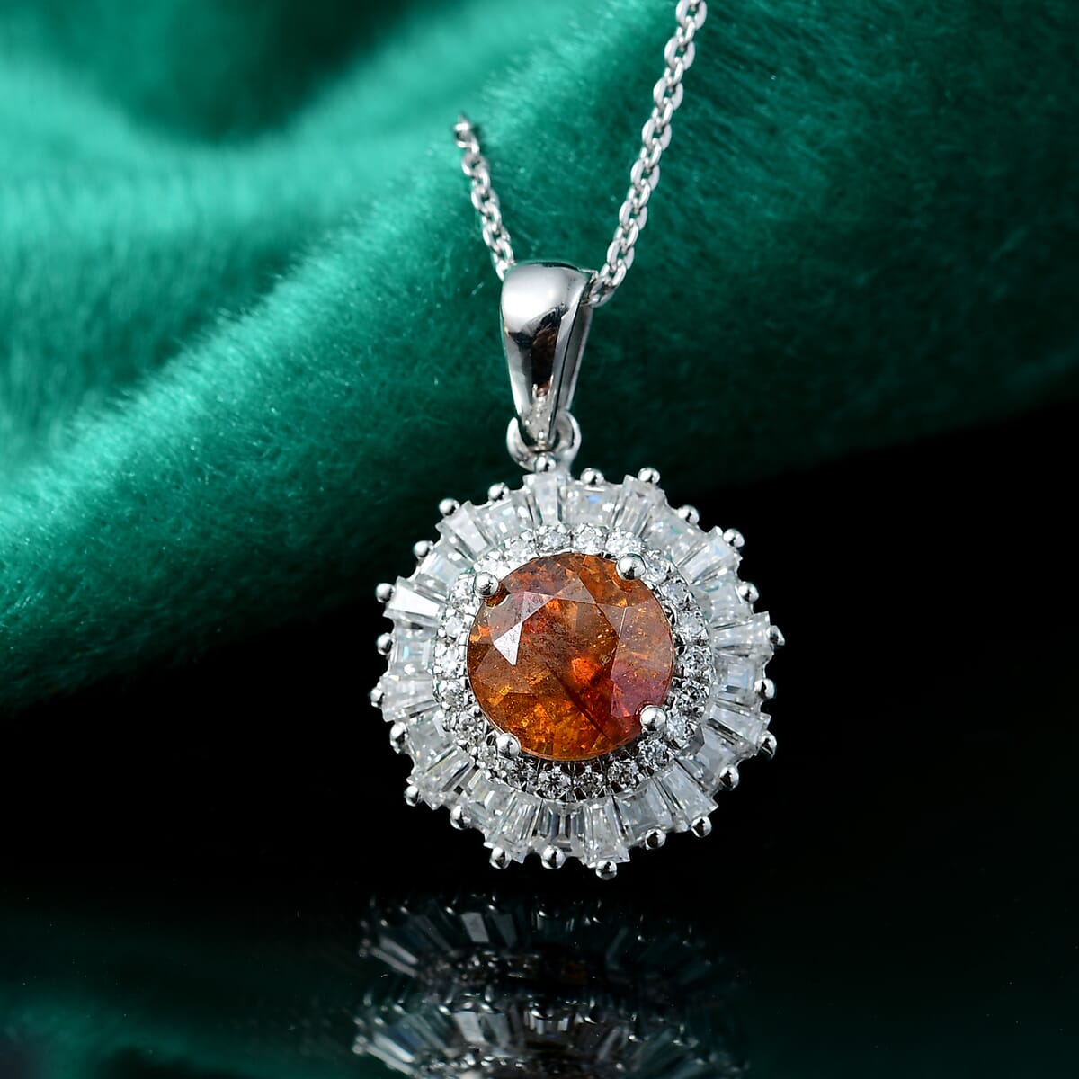 Premium Picos Altos Sphalerite and Moissanite 2.75 ctw Pendant Necklace in Rhodium Over Sterling Silver 20 Inches image number 1