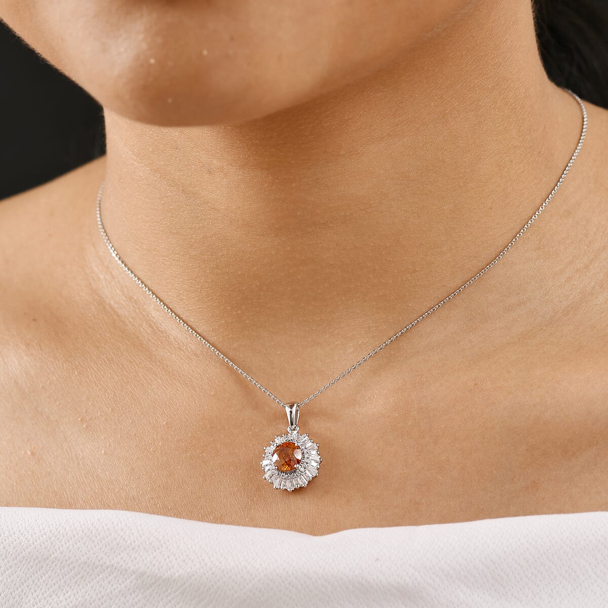 Premium Picos Altos Sphalerite and Moissanite 2.75 ctw Pendant Necklace in Rhodium Over Sterling Silver 20 Inches image number 2