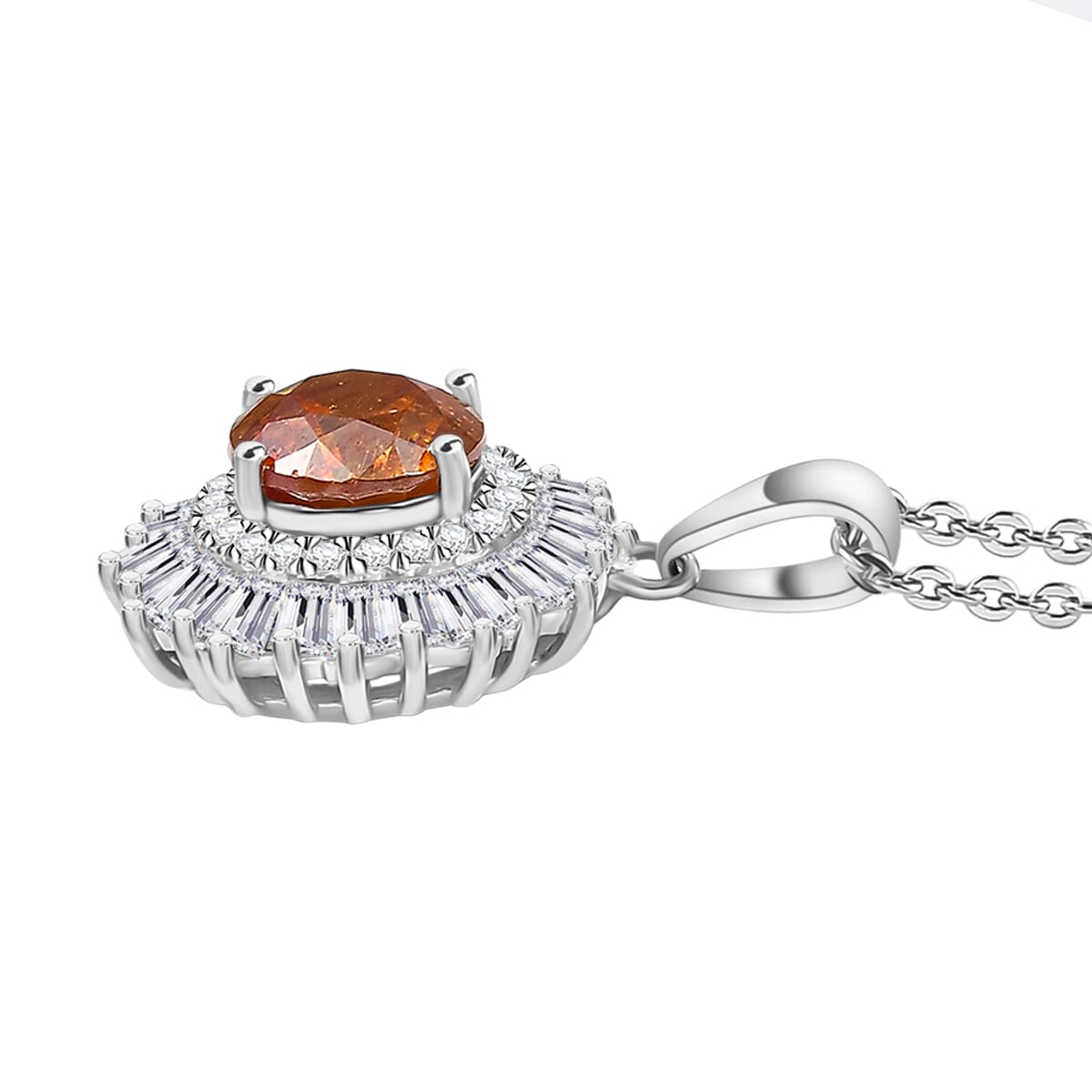 Premium Picos Altos Sphalerite and Moissanite 2.75 ctw Pendant Necklace in Rhodium Over Sterling Silver 20 Inches image number 3