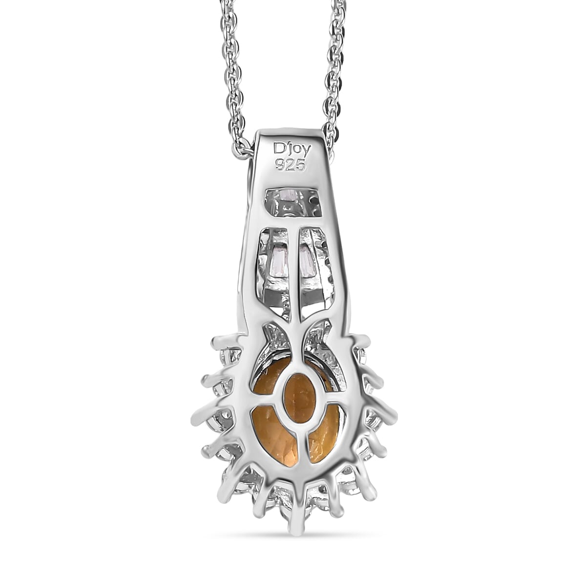 D'Joy Premium Golden Tanzanite and Moissanite 1.65 ctw Ember Glow Pendant Necklace in Rhodium Over Sterling Silver 20 Inches image number 4
