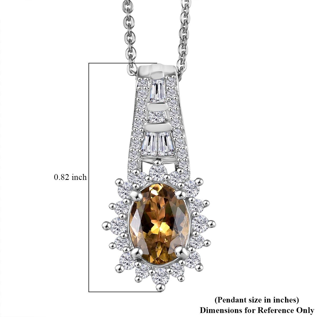 D'Joy Premium Golden Tanzanite and Moissanite 1.65 ctw Ember Glow Pendant Necklace in Rhodium Over Sterling Silver 20 Inches image number 6