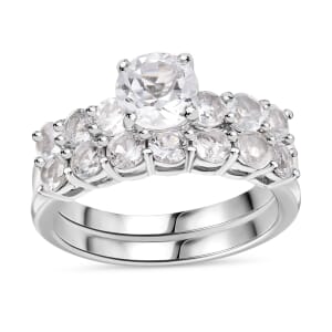 Set of 2 - Golconda Topaz 2.75 ctw Stackable Ring in Platinum Over Sterling Silver (Size 5.0) 