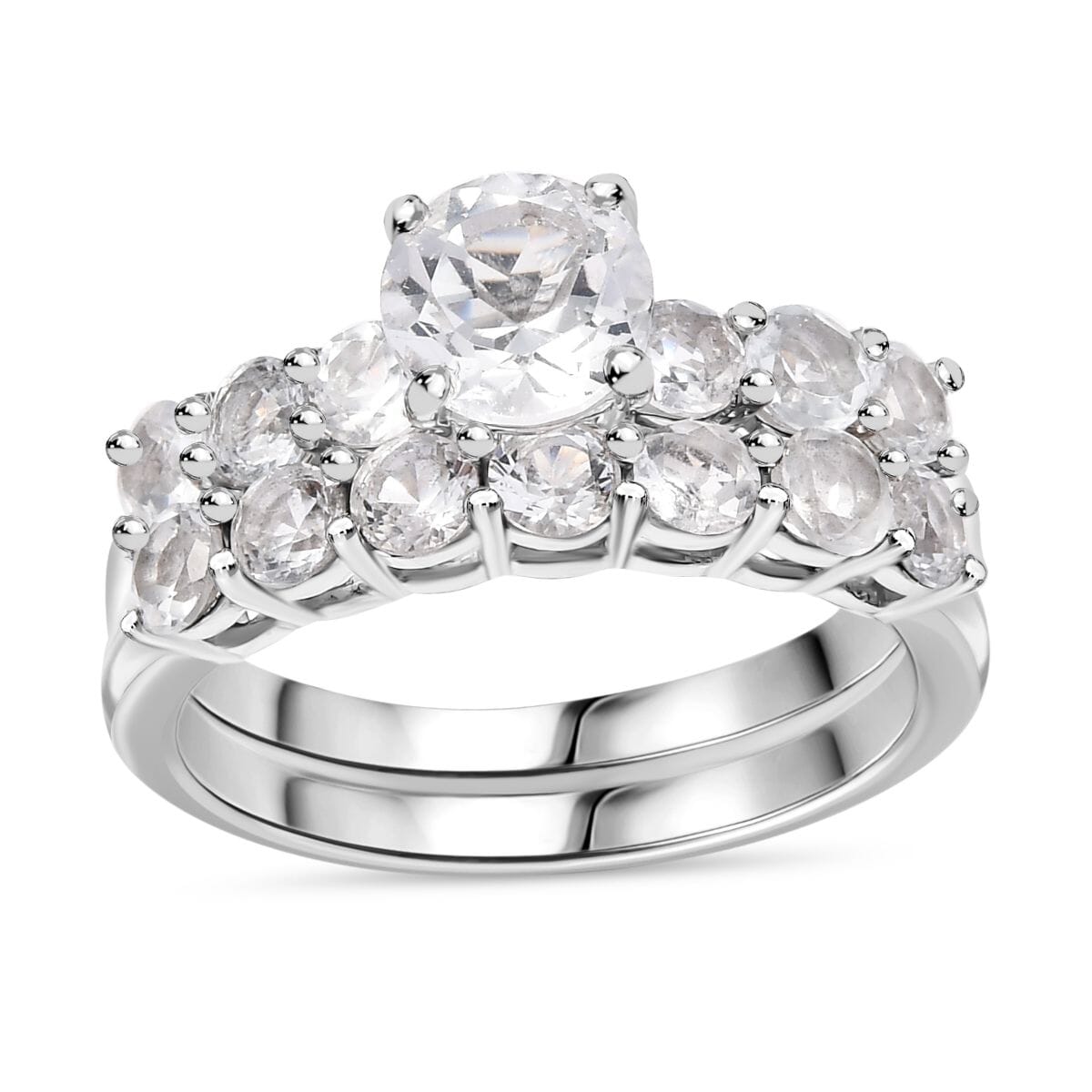 Set of 2 - Golconda Topaz 2.75 ctw Stackable Ring in Platinum Over Sterling Silver (Size 10.0)  image number 0