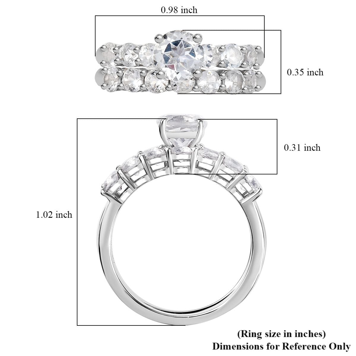 Set of 2 - Golconda Topaz 2.75 ctw Stackable Ring in Platinum Over Sterling Silver (Size 10.0)  image number 5