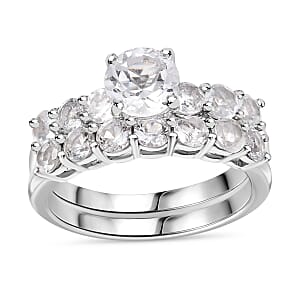 Set of 2 - Golconda Topaz 2.75 ctw Stackable Ring in Platinum Over Sterling Silver (Size 8.0) 