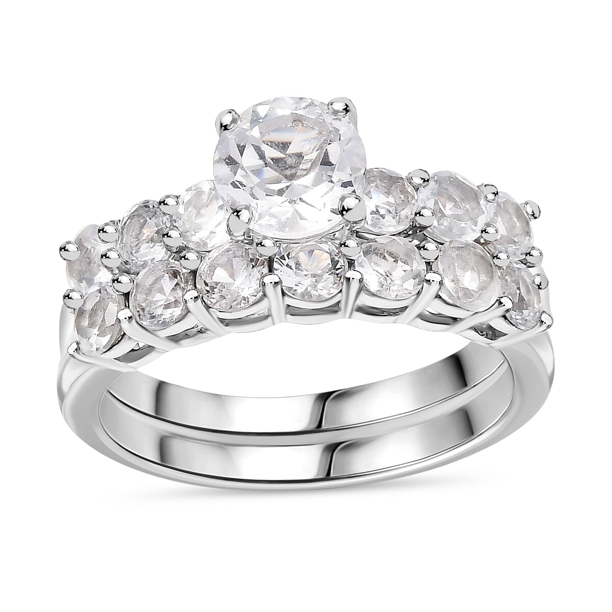 Set of 2 - Golconda Topaz 2.75 ctw Stackable Ring in Platinum Over Sterling Silver (Size 7.0)  image number 0