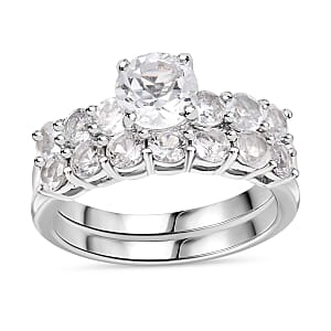 Set of 2 - Golconda Topaz 2.75 ctw Stackable Ring in Platinum Over Sterling Silver (Size 7.0) 