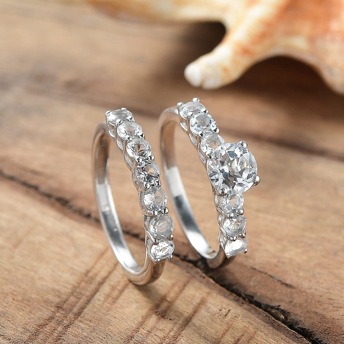 Set of 2 - Golconda Topaz 2.75 ctw Stackable Ring in Platinum Over Sterling Silver (Size 7.0)  image number 1