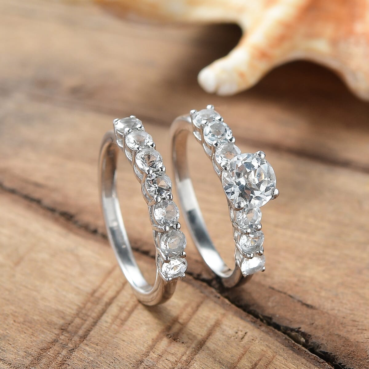 Set of 2 - Golconda Topaz 2.75 ctw Stackable Ring in Platinum Over Sterling Silver (Size 6.00)  image number 1