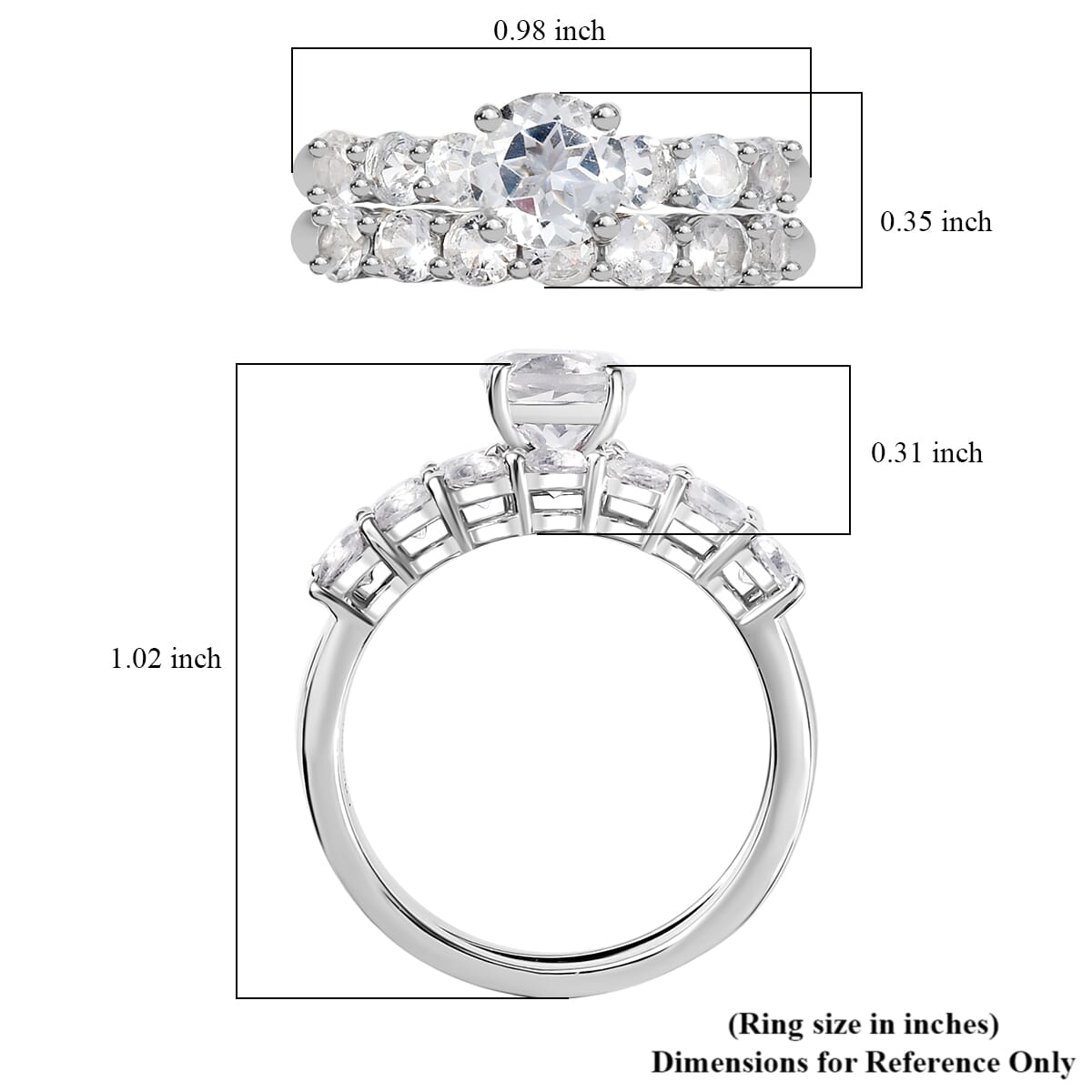 Set of 2 - Golconda Topaz 2.75 ctw Stackable Ring in Platinum Over Sterling Silver (Size 6.00)  image number 5