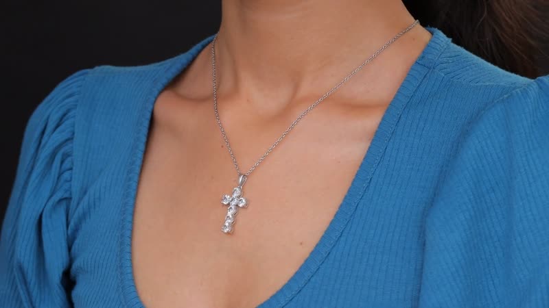 Golconda Topaz 4.50 ctw Cross Pendant in Platinum Over Sterling Silver with Stainless Steel Necklace 20 Inches