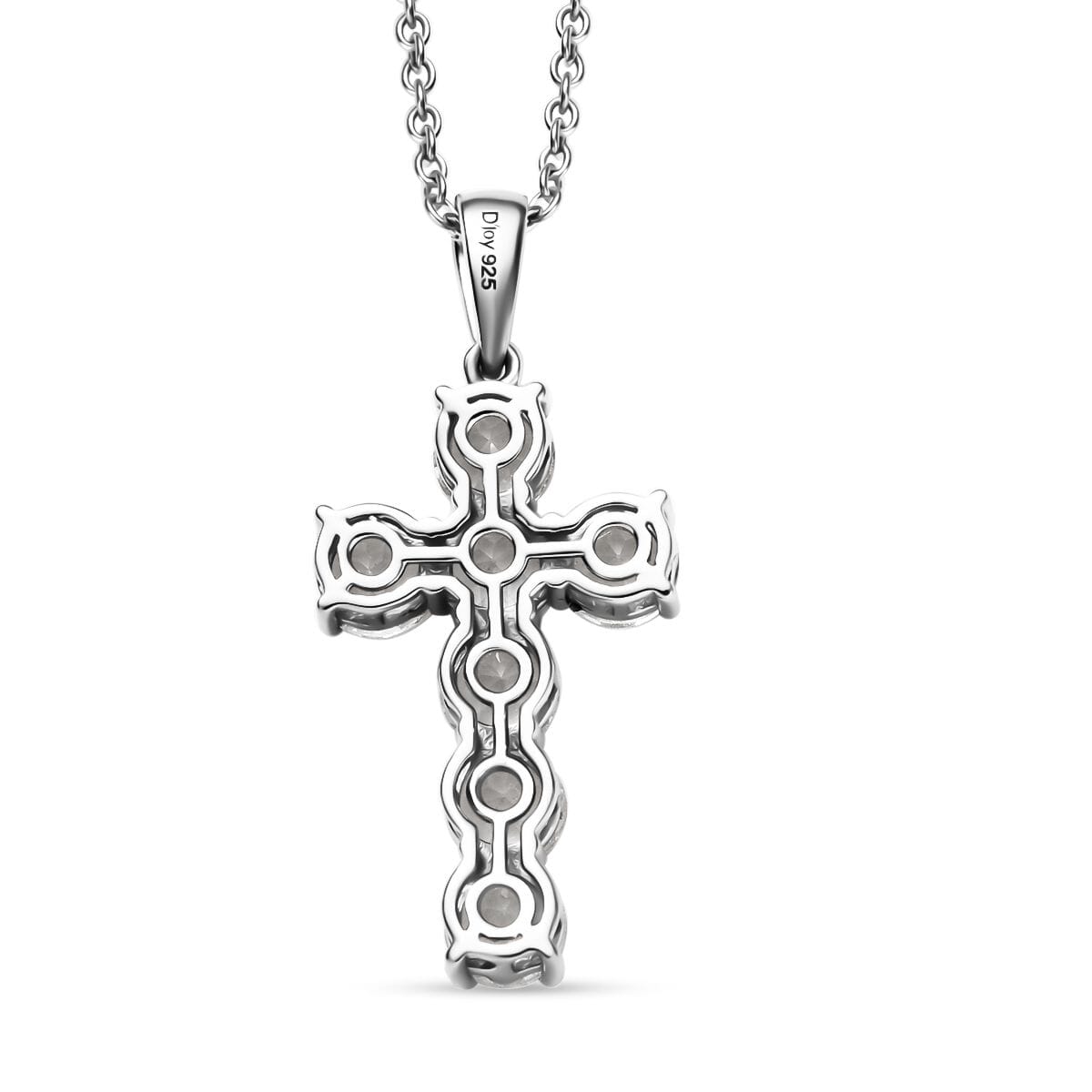 Golconda Topaz 4.50 ctw Cross Pendant in Platinum Over Sterling Silver with Stainless Steel Necklace 20 Inches image number 4