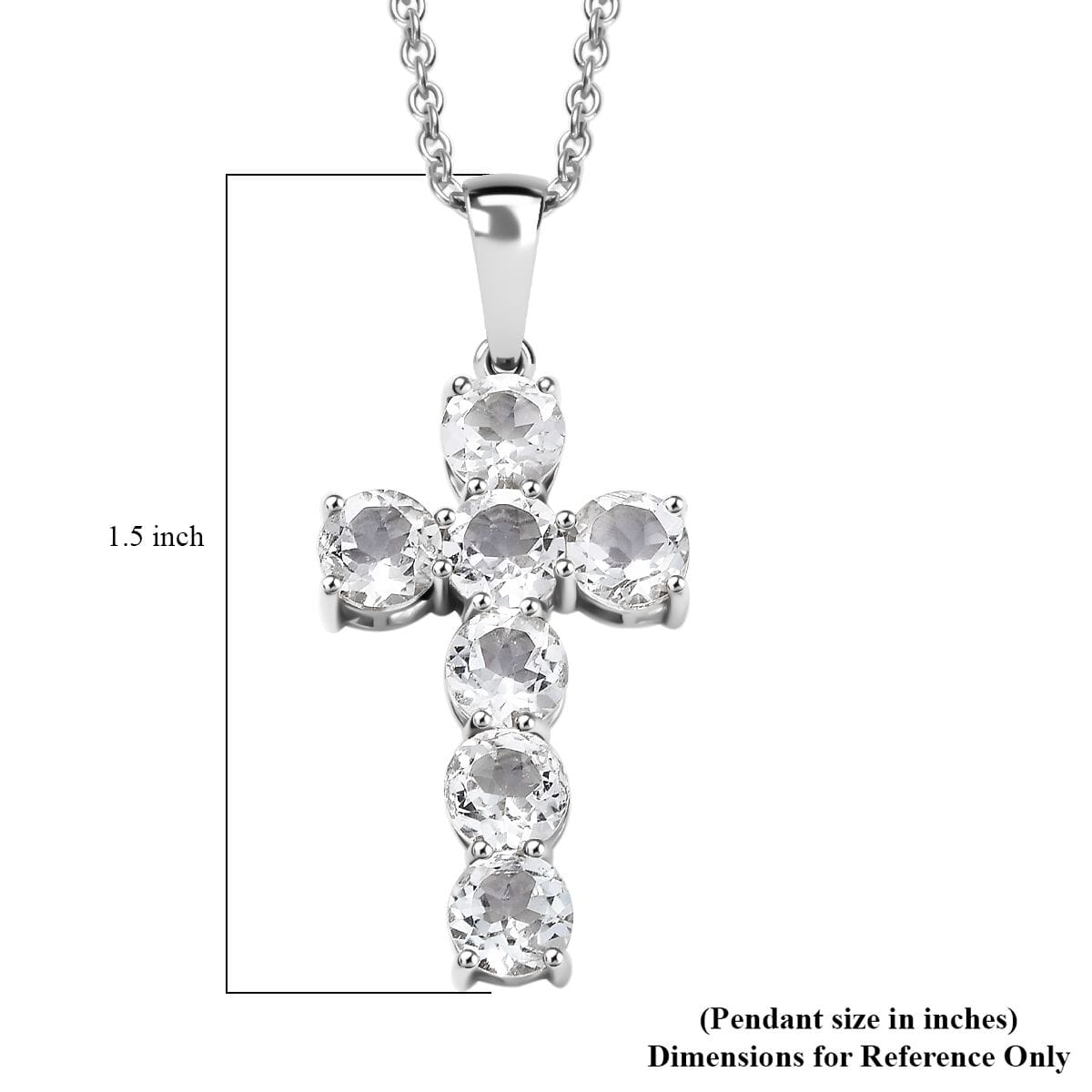 Golconda Topaz 4.50 ctw Cross Pendant in Platinum Over Sterling Silver with Stainless Steel Necklace 20 Inches image number 6