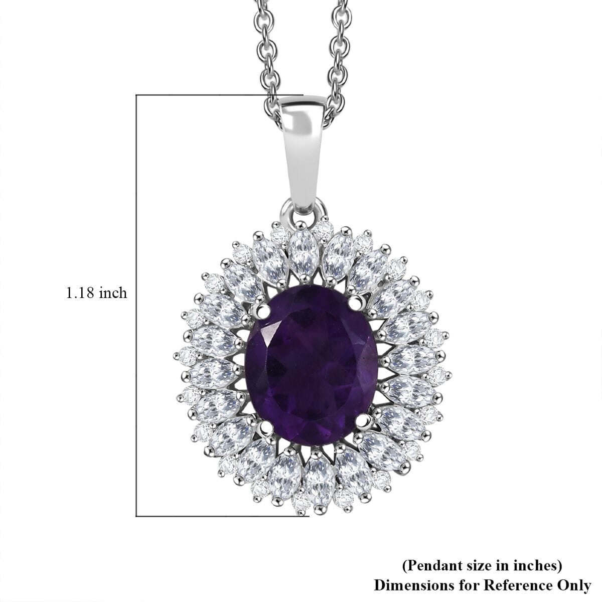 Karis African Amethyst and Multi Gemstone 5.40 ctw Sunflower Pendant in Platinum Bond with Stainless Steel Necklace 20 Inches image number 5