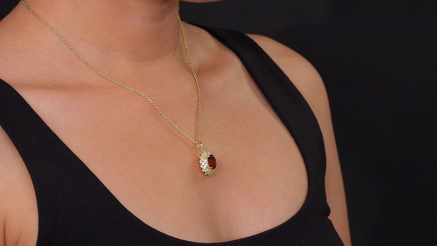 Brazilian Cherry Citrine and Multi Gemstone 3.25 ctw Autumn Elegance Pendant in 18K Vermeil Yellow Gold Over Sterling Silver with Stainless Steel Necklace 20 Inches
