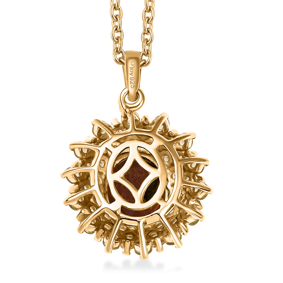 Brazilian Cherry Citrine and Multi Gemstone 3.25 ctw Autumn Elegance Pendant in 18K Vermeil Yellow Gold Over Sterling Silver with Stainless Steel Necklace 20 Inches image number 4