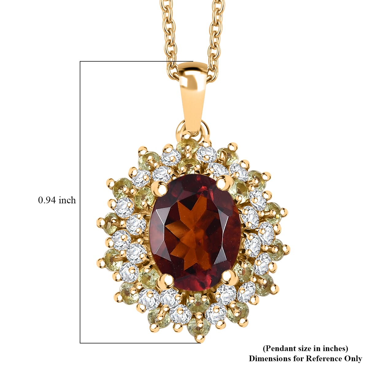Brazilian Cherry Citrine and Multi Gemstone 3.25 ctw Autumn Elegance Pendant in 18K Vermeil Yellow Gold Over Sterling Silver with Stainless Steel Necklace 20 Inches image number 6