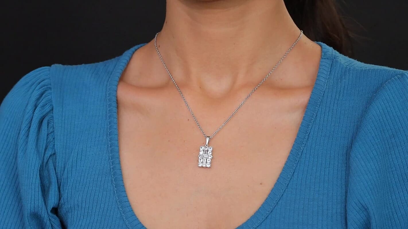 Golconda Topaz 2.65 ctw Vintage Boat Style Pendant Necklace 20 Inches in Platinum Over Sterling Silver
