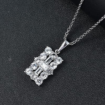 Golconda Topaz 2.65 ctw Vintage Boat Style Pendant Necklace 20 Inches in Platinum Over Sterling Silver 
