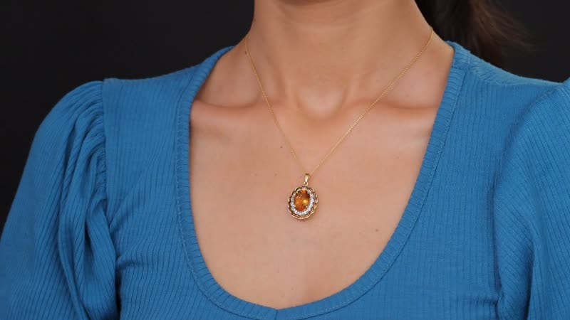 D'Joy Premium Santa Ana Madeira Citrine, Champagne and White Zircon 6.60 ctw Floral Pendant Necklace in 18K Vermeil Yellow Gold Over Sterling Silver 20 Inches
