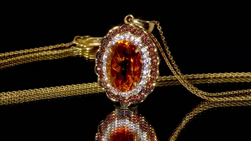 D'Joy Premium Santa Ana Madeira Citrine, Champagne and White Zircon 6.60 ctw Floral Pendant Necklace in 18K Vermeil Yellow Gold Over Sterling Silver 20 Inches